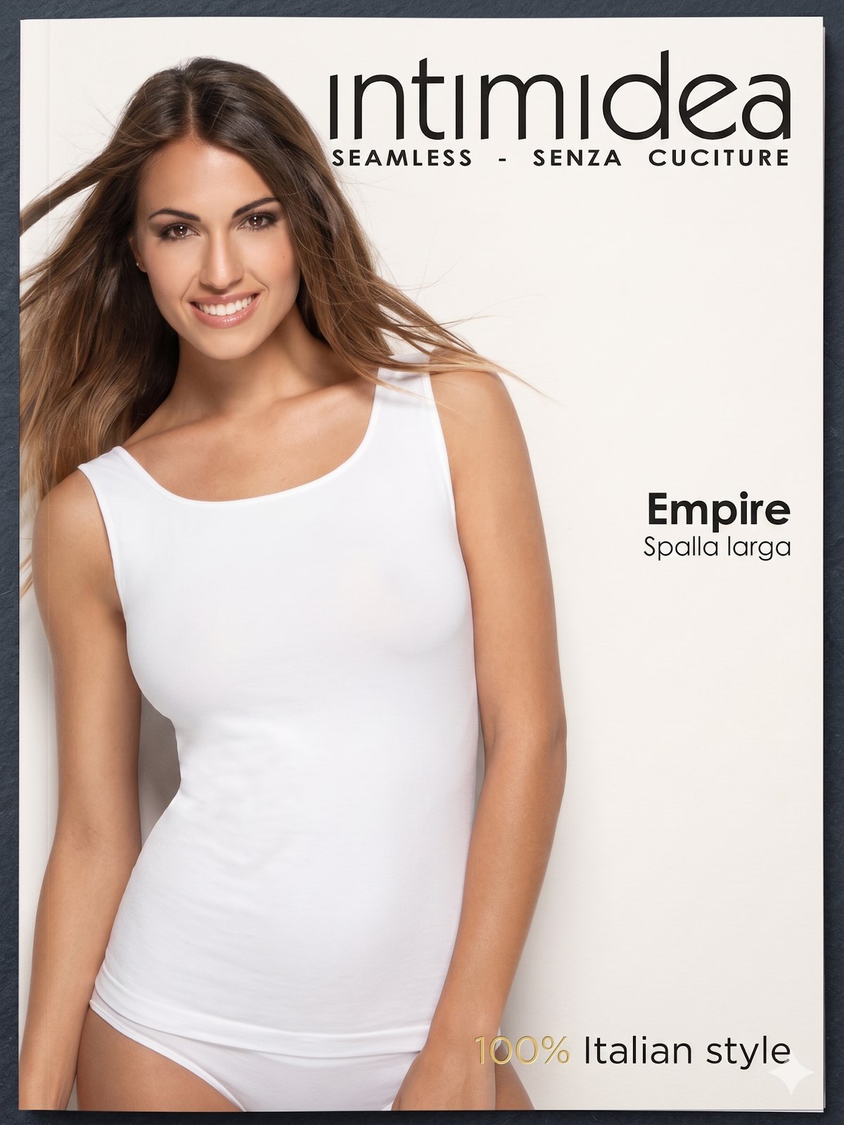 CANOTTA MICROFIBRA DONNA INTIMIDEA SENZA CUCI. EMPIRE SPALLA LARGA - INTIMO
