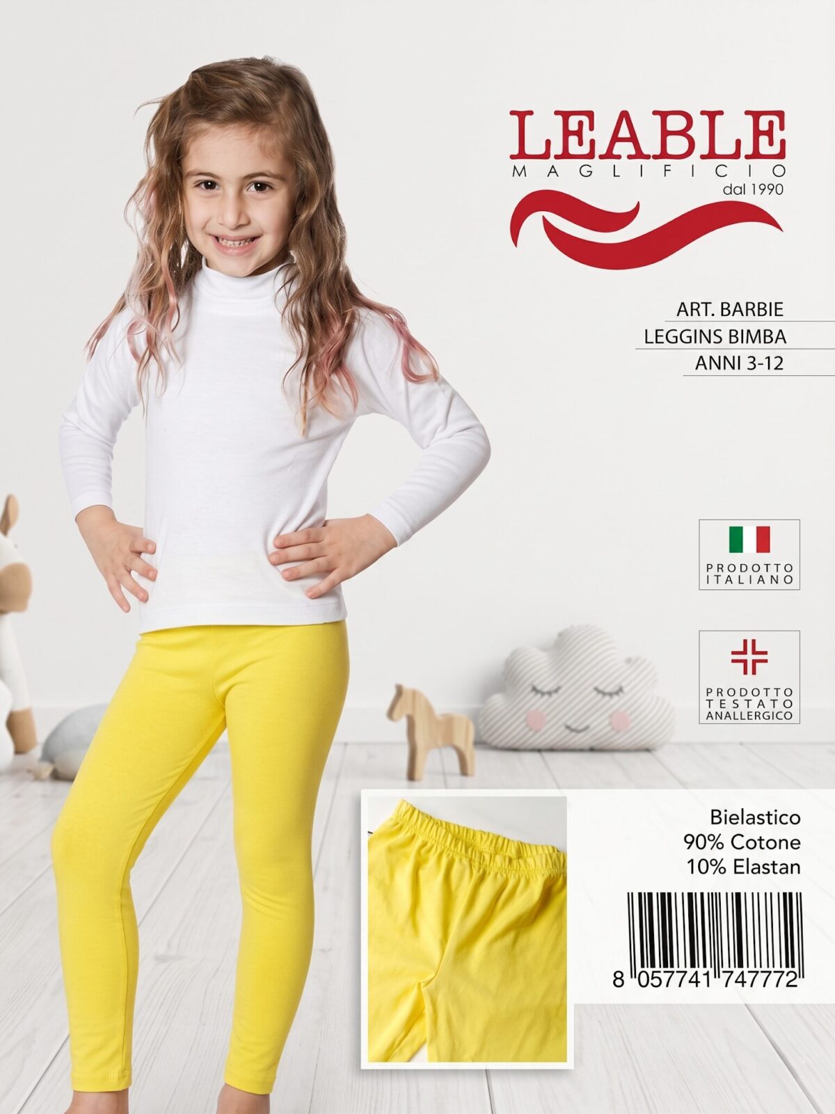 Leggings bambina LEABLE con elastico in vita, in cotone bielastico. Disponibile nei - FEMMINA