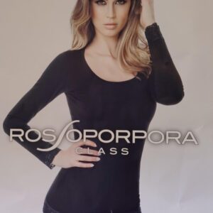 ROSSOPORPORA Maglia Donna Manica Lunga Scollo Lollo con Pizzo - T-SHIRT
