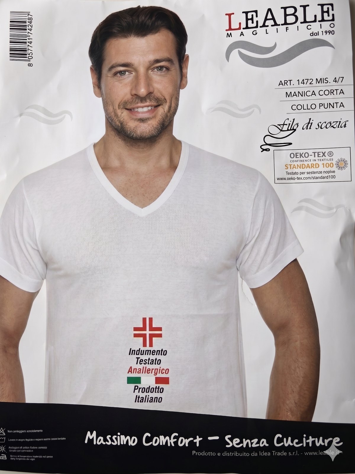 T-SHIRT LEABLE BIANCO COLLO A V - T-SHIRT / MAGLIETTE