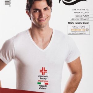 T-SHIRT UOMO LEABLE BIANCO / NERO / BLU 100 % COTONE MAKO' - T-SHIRT / MAGLIETTE