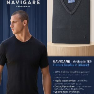 T-shirt uomo collo v nero by navigare - T-SHIRT / MAGLIETTE