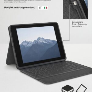 Logitech Rugged Folio per iPad 7a/8a Generazione - Grafite - Custodie con tastiera