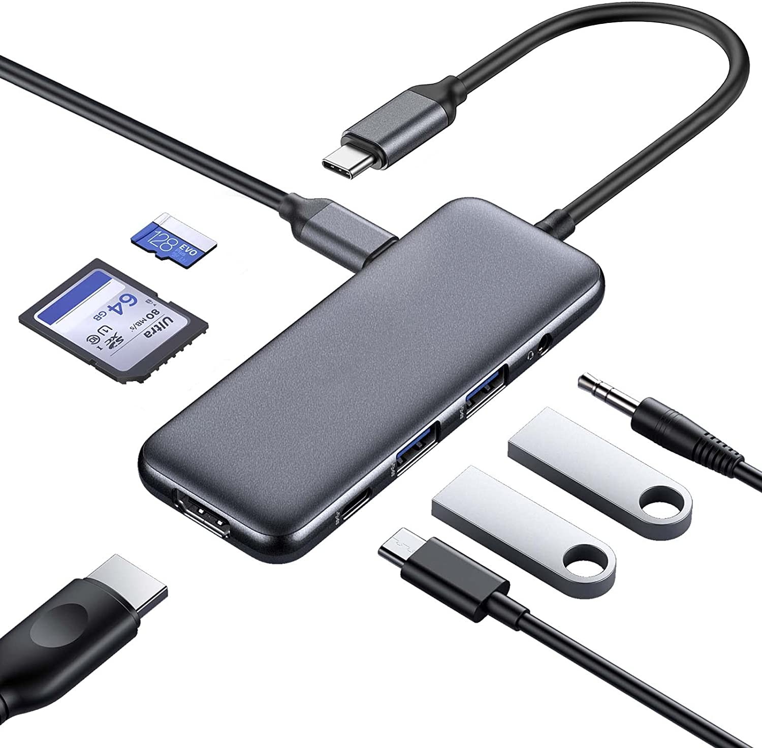 VAVA Hub USB-C Dual Type-C con HDMI 4K e Lettore Schede - Hub USB-C